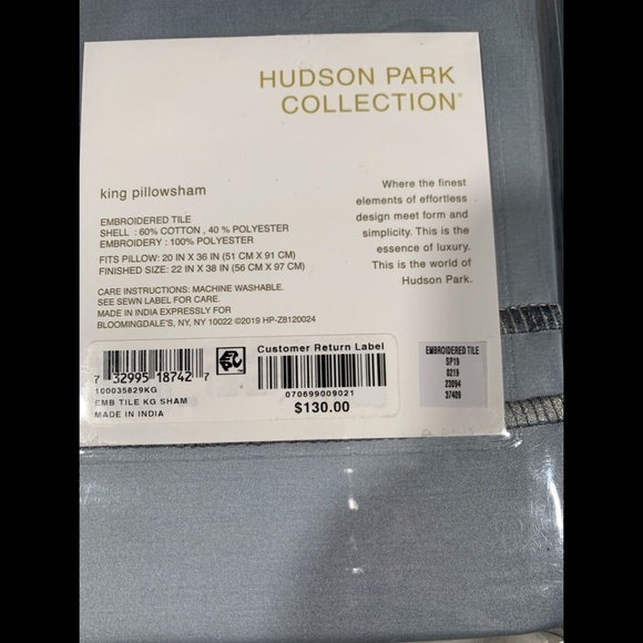 NIB [ 2 King ] Sham for‎ Hudson Park Embroidered Tile - Picture 3 of 12